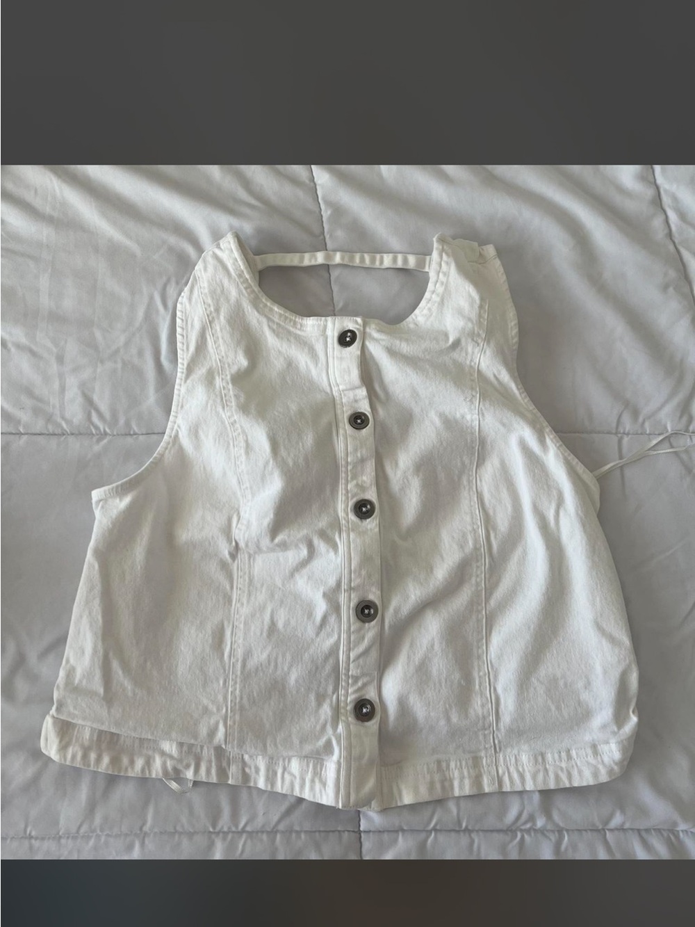 Free People White Button-Front Crop Top